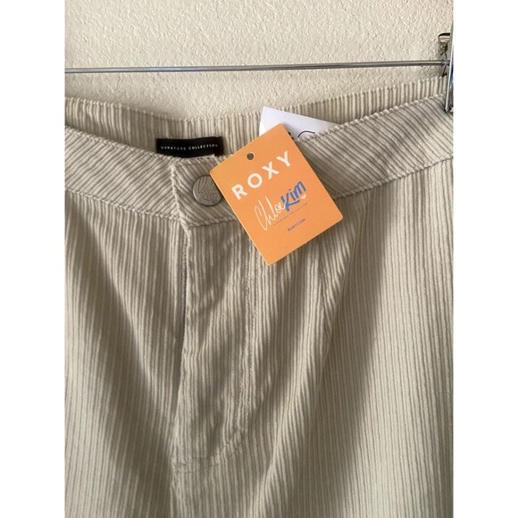 NWT Roxy Chloe X Kim Corduroys High Waist Wide Leg Pant Womens 30 Pelican Cream - Picture 6 of 8
